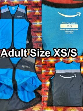 Amazon Luly Yang Hi Vis Safety Vest Blue Reflective Mesh Zip Work Adult Sz XS/S